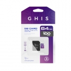 CARTÃO DE MEMORIA SDHC 64GB GHIS 100MB GHSD64M1 C10 C/ADAPTADOR
