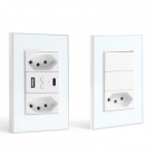INTERRUPTOR SMART ZIGBEE ZEMISTAR HM-102 2 INTERRUPTOR E 1 TOMADA BR