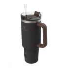 GARRAFA TERMICA STANLEY TRAVEL QUENCHER CINZ MARRON 1.18L C/TAMPA CANUDO