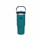 GARRAFA TÉRMICA STANLEY CLASSIC FLIP STRAW TUMBL CREME/AZUL 887ML COM ALÇA