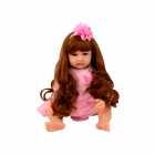 BONECA SILICONE BABY REBORN V-50 55CM VESTIDO CASACO ROSA
