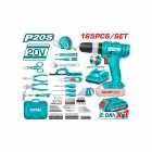KIT PARAFUSADEIRA BATERIA TOTAL THKTHP11652 20V 66N 165PCS 2 BATERIA COM CARGADOR