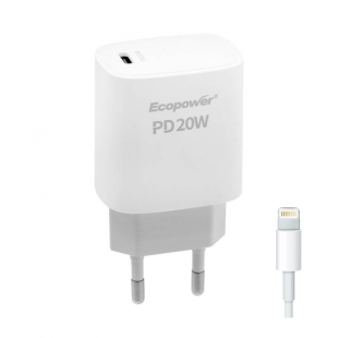 FONTE ECOPOWER EP-7060 20W/USBC/IPHONE/BRANCO