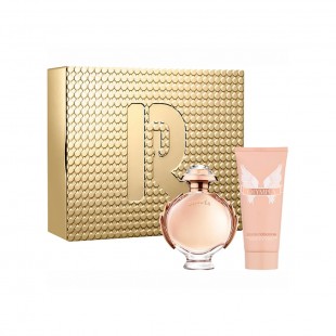 PACO RABANNE OLYMPEA KIT FEM 80ML EDP+BODY 100ML CAIXA LATA