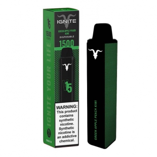 CIGARRO POD IGNITE V15 1500PUFF GREEN APPLE PACH KIWI 5% 5,1ML