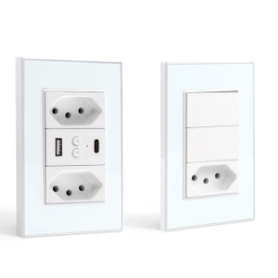 INTERRUPTOR SMART ZIGBEE ZEMISTAR HM-102 2 INTERRUPTOR E 1 TOMADA BR