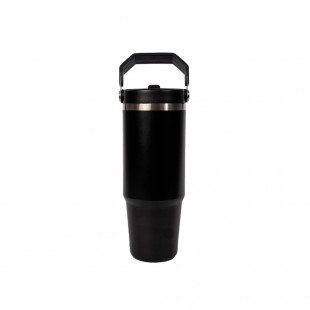 GARRAFA TÉRMICA STRAW WATER BOTTLE PRETO 887ML C/ALÇA