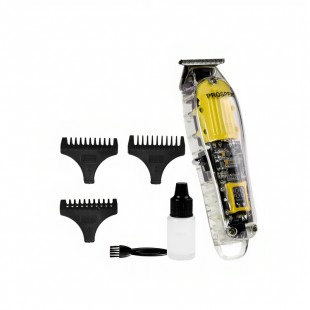 MAQUINA DE CABELO PROSPER P-2129 TRANSPARENTE/AMARELO BIVOLT/BATERIA