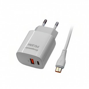 FONTE ECOPOWER EP-7022 1USB 1 TYPE-C BRANCO