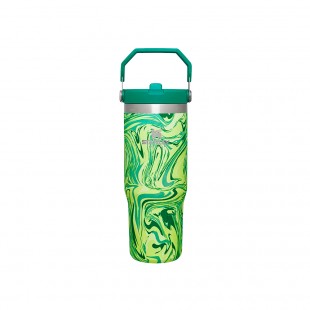 GARRAFA TÉRMICA STANLEY CLASSIC FLIP STRAW TUMBLE VERDE 887ML C/