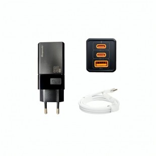 FONTE ECOPOWER EP-7025 65W/ 1USB/2UC/TC BRANCO