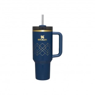 GARRAFA TERMICA STANLEY QUENCHER H2.0 AZUL DORADO 1.18L C/TAMPA E CANU