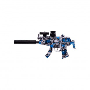AMETRALLADORA HIDROGEL AZUL CAVEIRA MP5 NO-105VB RECARREGAVEL