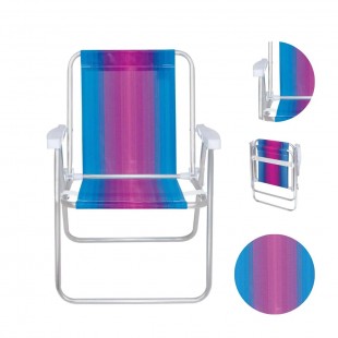 CADEIRA PARA PRAIA MOR ALTA ALUMINIO 002101 ROXO AZUL