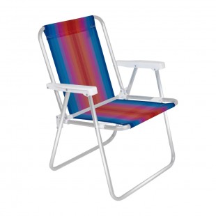 CADEIRA PARA PRAIA MOR ALTA ALUMINIO 002101 AZUL ROXO LARANJA