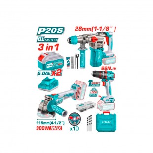 KIT PARAFUSADEIRA BATERIA TOTAL TOSLI241183 PARAFU/MARTELE/LIXADE 8348