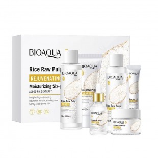 KIT SKIN BIOAQUA RICE RAW PULP REJUVENATING MOISTURIZING 6PCS BQY45966