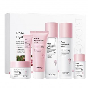 KIT SKIN BIOAQUA ROSE HYALURONIC ACID 98% 6PCS BQY42620 742620