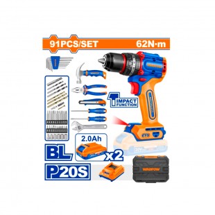 KIT PARAFUSADEIRA BATERIA WADFOW WDT4B91 20V 91PC 62N/1BAT 