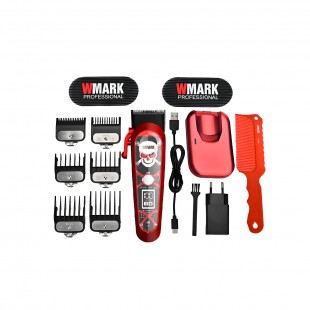 KIT MAQUINA CABELO WMARK NG-130 VERMELHO BIVOLT