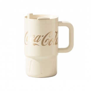 COPO TERMICO NONOO COCA COLA 800ML BEIGE COM TAMPA E CANUDO 