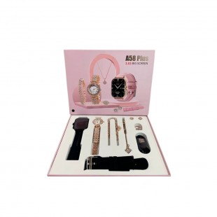 RELOGIO A58 PLUS 2.02 BIG SCREEN PRETO + JOIAS