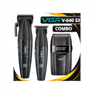 KIT MAQUINA DE CABELO VGR V-640 S3 3IN1 GREEN BIVOLT