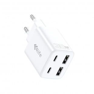 ACESSÓRIO CELULAR FONTE 4 LIFE FL94302XACW 2 USB + 2 ESB-C 30W BRANCO
