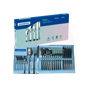 CONJUNTO FAQUEIRO TALHERES TRAMONTINA AÇO INOX 66906/840 24PCS