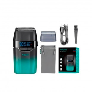 BARBEADOR VGR V-308 PRETO/VERDE RECARREGAVEL 