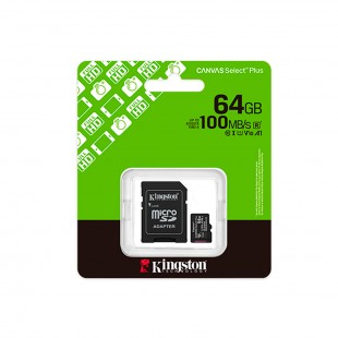 MEMORIA SDHC 64GB KINGSTON 100MB/S PLUS C10 SDCS3/64GB COM ADAPTADOR