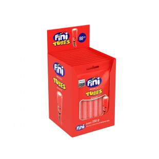 GOMA FINI REGALIZ TUBES MORANGO E NATA 350G 10PEÇAS