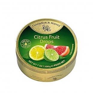 BALA DE FRUTAS CAVENDISH & HARVEY LEMON Y ORANGE DROPS LATA 200G 