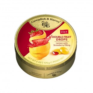BALA DE FRUTAS CAVENDISH & HARVEY 2IN1 ORANGE RAPSBERRY 175G 