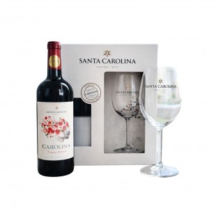  VINHO CHILENO SANTA CAROLINA TINTO DOCE KIT COM COPO 